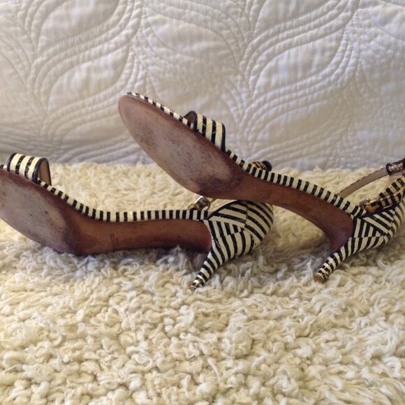 VTG Coach Marci Striped Heels, Leather, 8B, Black & Ivory, Professional, Chic - Picture 3 of 6